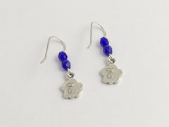 Sterling silver tiny paw print dangle earrings-dog,cat,team colors,paws,dogs
