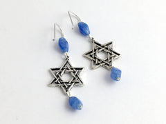 Sterling silver lg double Star of David dangle earrings-judaica- religion, stars,
