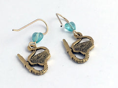 Goldtone Pewter &  14k GF Snorkel Mask  dangle earring-Scuba,Divers, Dive, swim