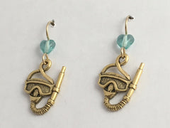 Goldtone Pewter &  14k GF Snorkel Mask  dangle earring-Scuba,Divers, Dive, swim