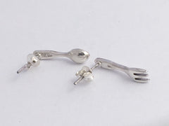 Sterling Silver Spoon & Fork stud earrings- utensils- food- eat- foodie- picnic