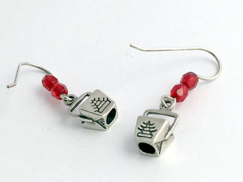 Sterling Silver Chinese food take-out box dangle earrings- fun! Asian food,to go