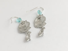Pewter & sterling silver Cat & Mouse dangle Earrings- cats, mice, feline, kitty