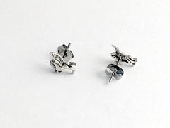 Sterling Silver & Surgical Steel Pegasus stud earrings- fantasy- winged horse