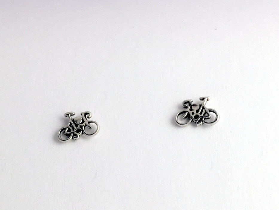 Sterling Silver and  surgical steel Bicycle stud earrings-Bike- 10 speed-bikes