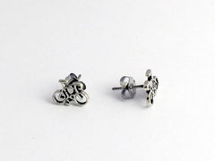 Sterling Silver and  surgical steel Bicycle stud earrings-Bike- 10 speed-bikes