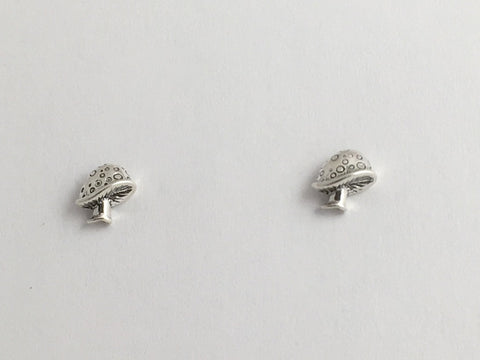Sterling Silver & Surgical Steel mushroom stud earrings-mushrooms, fungi, garden