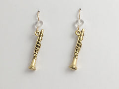 Gold tone Pewter & 14k gf clarinet earrings-music, woodwinds, marching band