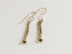 Gold tone Pewter & 14k gf clarinet earrings-music, woodwinds, marching band