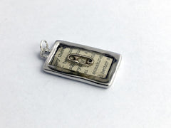 Pewter frame pendant w/ sterling silver safety pin-resin,safe ally-sunshine