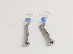 Pewter & sterling silver clarinet dangle earrings-music, band color, instrument