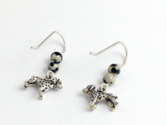 Sterling Silver tiny Standing 3D Dalmatian dog dangle Earrings-jasper,dalmatians