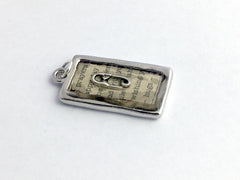 Pewter frame pendant w/ sterling silver safety pin-resin,safe ally-prayers, hugs