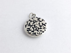 Pewter frame, blue paper, sterling silver safety pin pendant-resin, safe ally