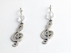 Sterling Silver large Treble Clef dangle earrings-music,musician, singer, score