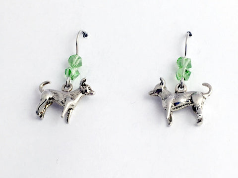 Sterling silver  Chihuahua dog dangle Earrings-chihuahuas,dogs, Crystal, canine