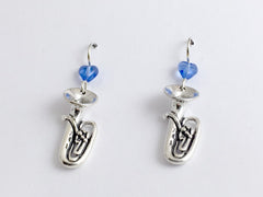 Sterling Silver Tuba dangle earrings-music,marching band, instrument, Tubas