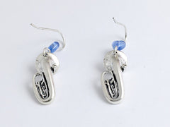 Sterling Silver Tuba dangle earrings-music,marching band, instrument, Tubas