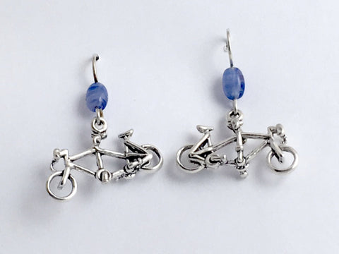 Sterling Silver tandem bicycle dangle earrings-bike, built for two, bicycles