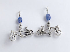 Sterling Silver tandem bicycle dangle earrings-bike, built for two, bicycles