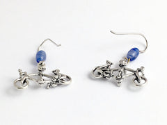 Sterling Silver tandem bicycle dangle earrings-bike, built for two, bicycles