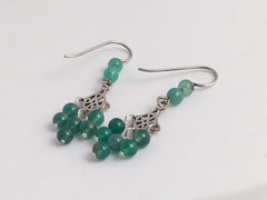 Sterling Silver Celtic Knot dangle Earrings-green agate, knots,cross w/circle