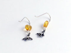 Sterling silver tiny bee earrings-bee keeping- honey- bees- insect- queen bee