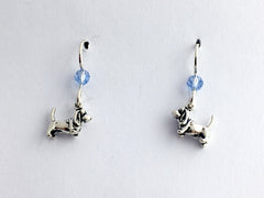 Sterling Silver tiny Basset Hound dog dangle earrings, dogs, Hounds, canine
