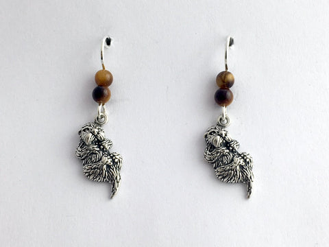 Sterling silver Otter dangle Earrings-Otters, ocean, marine mammal,sea, river
