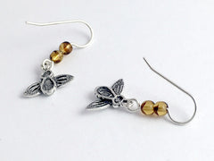 Sterling silver  bee earrings-bee keeping- honey- bees- insect- queen bee,