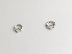 Sterling Silver small Claddagh stud Earrings- Irish, Celtic, Ireland, claddaghs