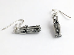 Pewter & sterling silver snowmobile dangle earrings-glass- snow mobile, winter