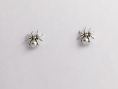 Sterling Silver & Surgical Steel small spider stud earrings- spiders, arachnids,