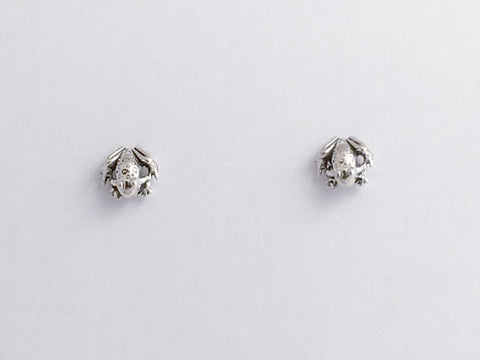 Sterling Silver & Surgical Steel tiny frog or toad stud earrings-amphibians, frogs
