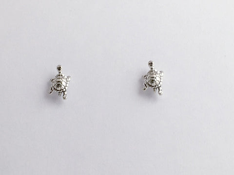 Sterling Silver and Surgical Steel small  turtle stud earrings-turtles, tortoise