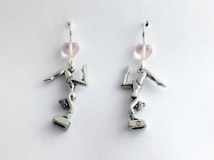 Pewter & Sterling silver Gymnast dangle earrings- Gymnastics, vault, beam