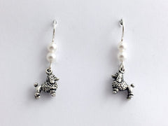 Sterling Silver tiny Standard Poodle dog dangle earrings- poodles, dogs,