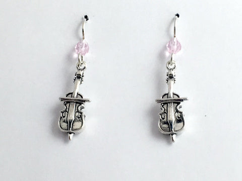 Sterling Silver Cello dangle earrings-Music, cellist,glass, orchestra, band