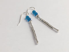 Sterling Silver Flute dangle earrings-music, Flutes,marching band, instrument,