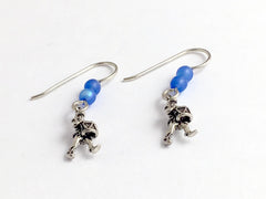 Sterling Silver tiny Drummer dangle earrings- marching band, music, Drum, snare