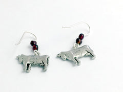 Pewter &  Sterling silver Cow dangle earrings-cows, bovine, cattle, steer, dairy