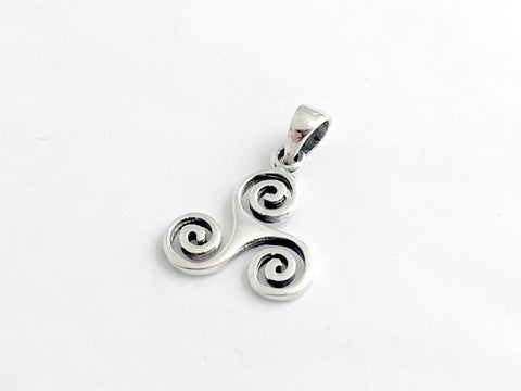 Sterling Silver Triskelion Pendant- Triple Spiral, Triskele, Celtic, 7/8 inch long