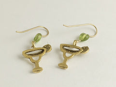 Gold tone Pewter & 14k gf Margarita glass with limes Earrings-drinks, margaritas