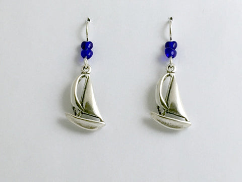 Sterling Silver Sailboat dangle earrings-sailing, sail boat, yacht, ocean, sails
