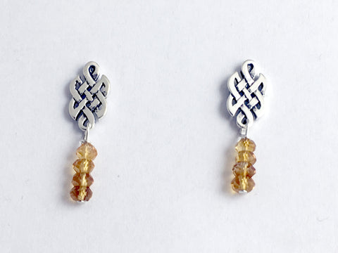 Sterling Silver & surgical steel Celtic knot stud Earrings- Citrine, knots