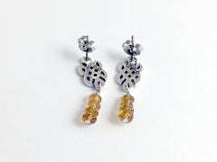 Sterling Silver & surgical steel Celtic knot stud Earrings- Citrine, knots