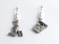 Pewter & Sterling Silver Tooth Brush, Floss, Paste Earrings-dentist, hygienist