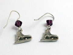 Sterling Silver medium figure ice skate dangle earrings-skater-winter sport-skates