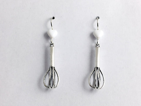Sterling Silver Whisk dangle earrings-Chef -cook, cooking, food, Whisks, Baking