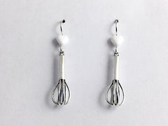 Sterling Silver Whisk dangle earrings-Chef -cook, cooking, food, Whisks, Baking